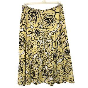 Floral Print Midi Skirt Size 10 Butter Yellow Roses Bloomcore Spring Summer Line